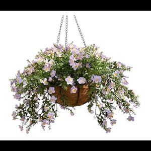 Garden Reflections 18" Faux Bacopa Flower Hanging Basket Pink